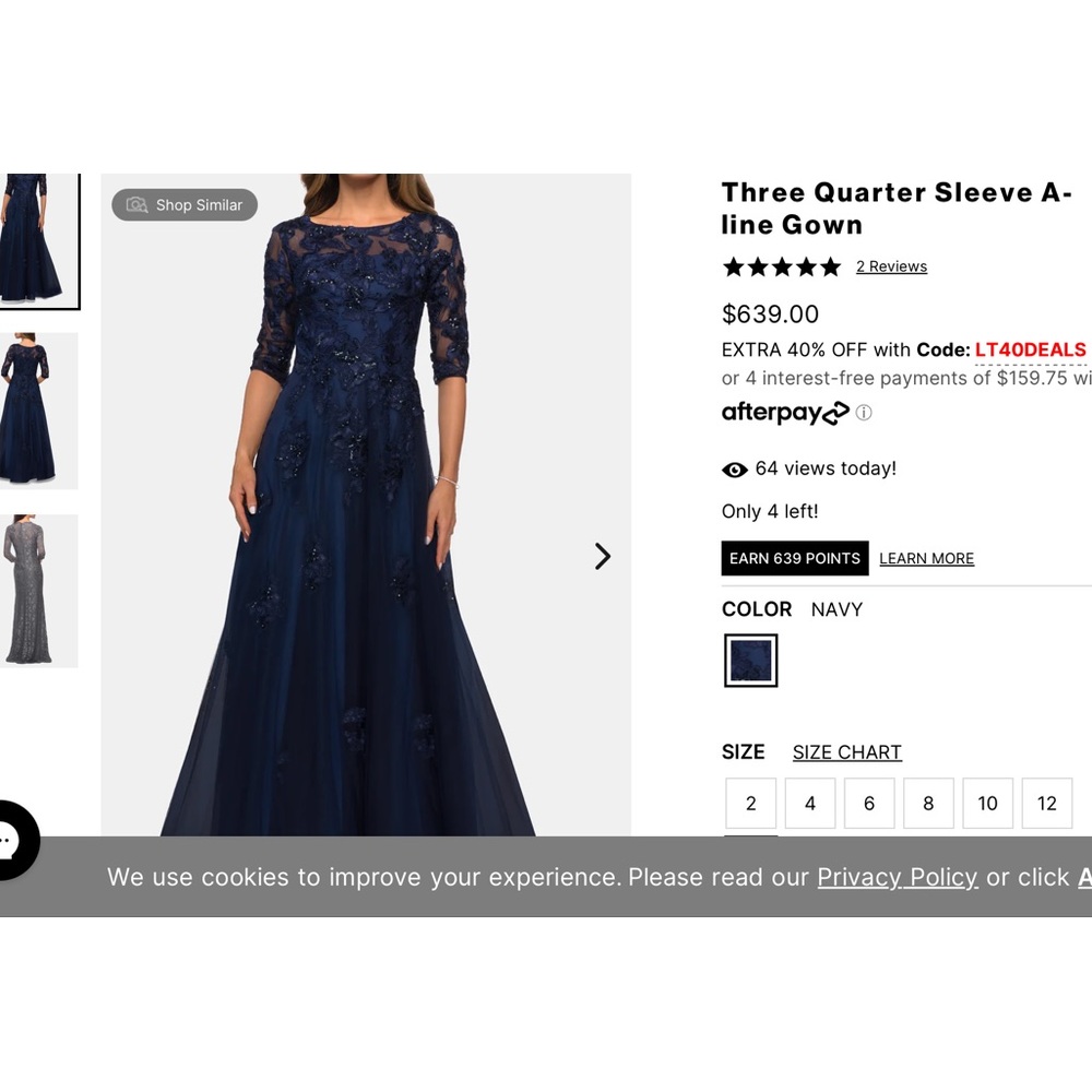 NWT navy Sequin/lace evening gown - Picture 1 of 6